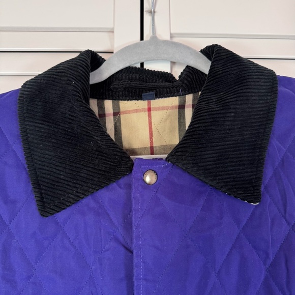 Burberry Quilted Barn Chore Jacket Coat Nova Check England Corduroy Collar Large - Picture 3 of 15